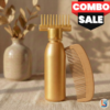 2 Wooden Comb and Hair Oil Bottle (Combo)