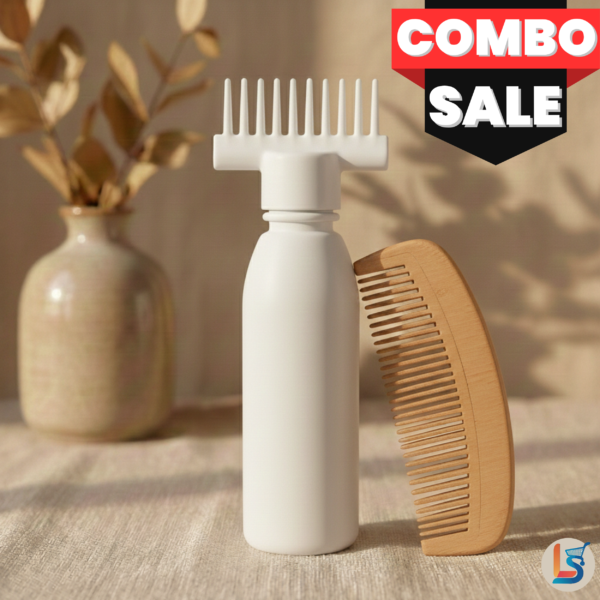 3 Wooden Comb and Hair Oil Bottle (Combo)