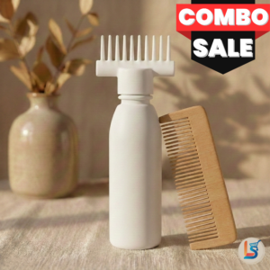 Hair oil bottle and wooden comb combo Wooden Comb and Hair Oil Bottle (Combo)