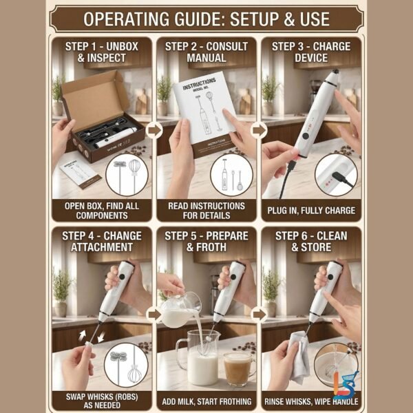 Coffee Beater 2 in 1 Rechargeable Electric Handheld Mixer